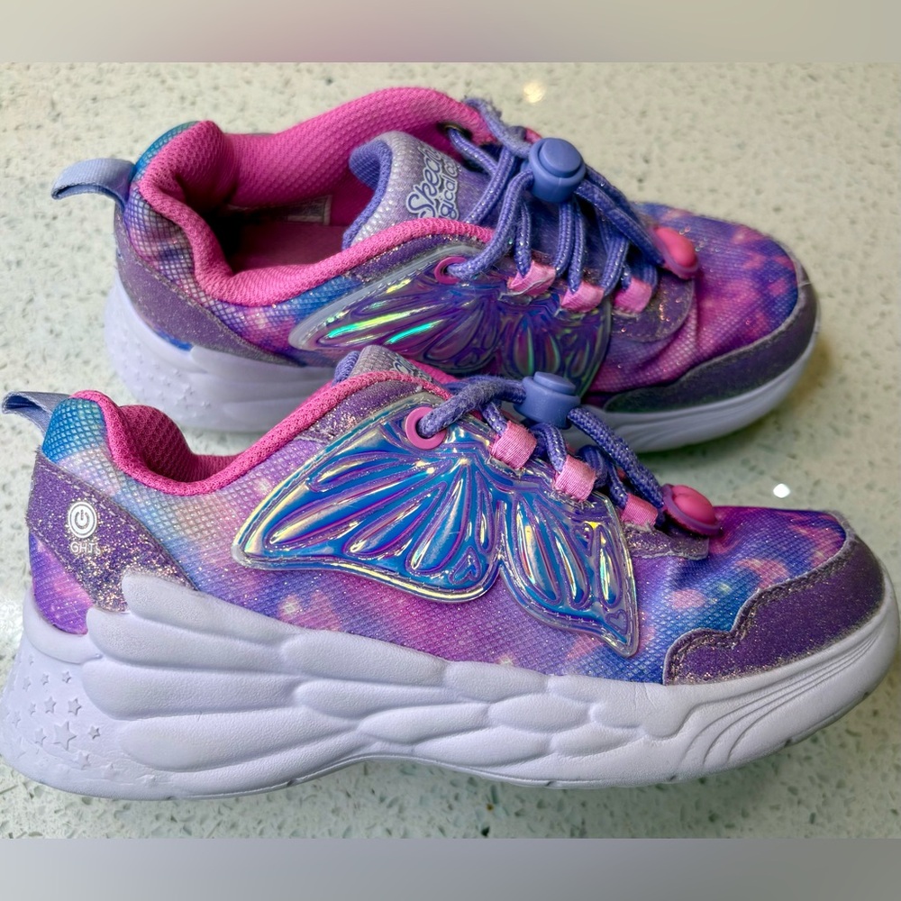 Skechers S-Lights Dream Racer Wing Brites Butterfly Shoes - Size 12 Pink Purple